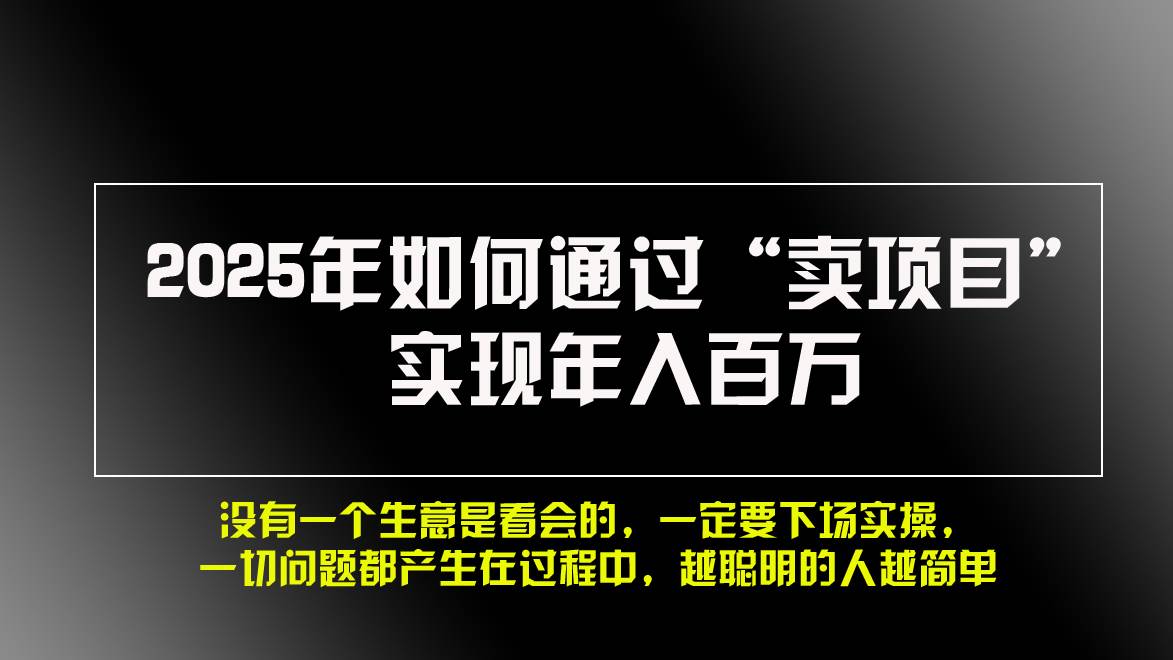 （13468期）2025年如何通过“卖项目”实现年入百万，做网赚必看！！ 中创网 第1张