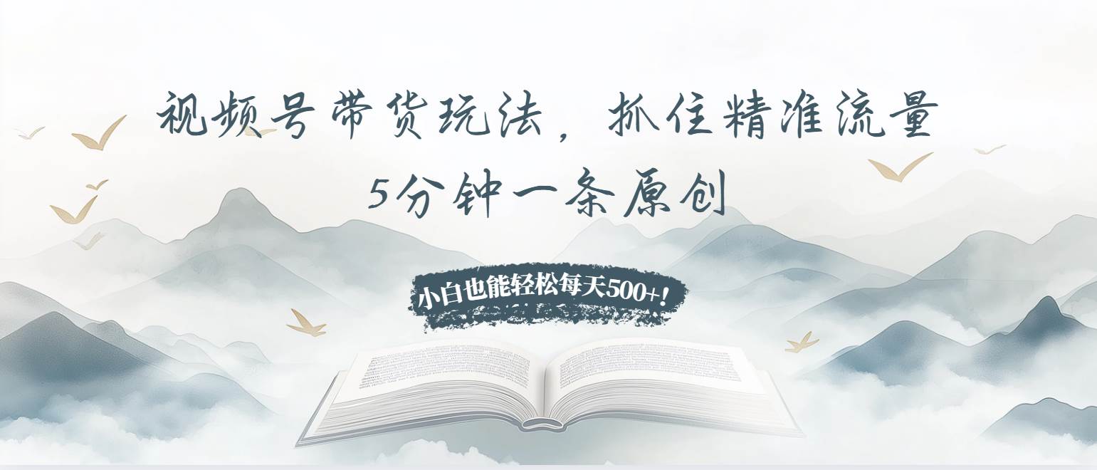 （13492期）视频号带货玩法，抓住精准流量，5分钟一条原创，小白也能轻松每天500+！ 中创网 第1张