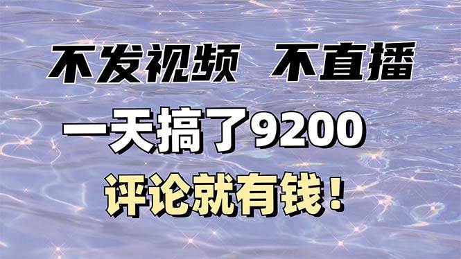 （14018期）不发作品不直播，评论就有钱，一条最高10块，一天搞了9200 中创网 第1张